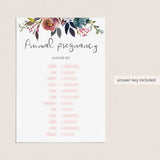Boho Baby Shower Game Animal Pregnancy Printable