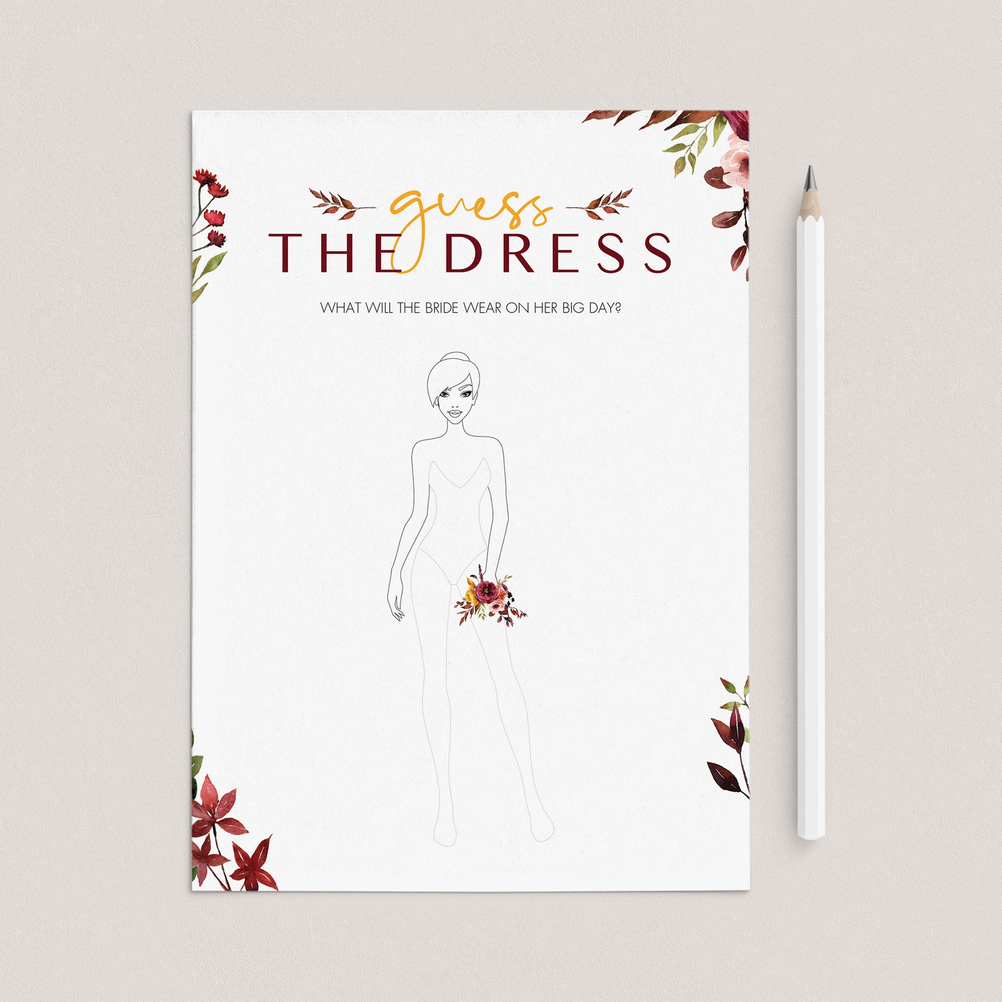 Fall Wedding Shower Activity Guess The Wedding Dress by LittleSizzle