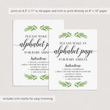 Printable Baby Shower Alphabet Book Activity Sign