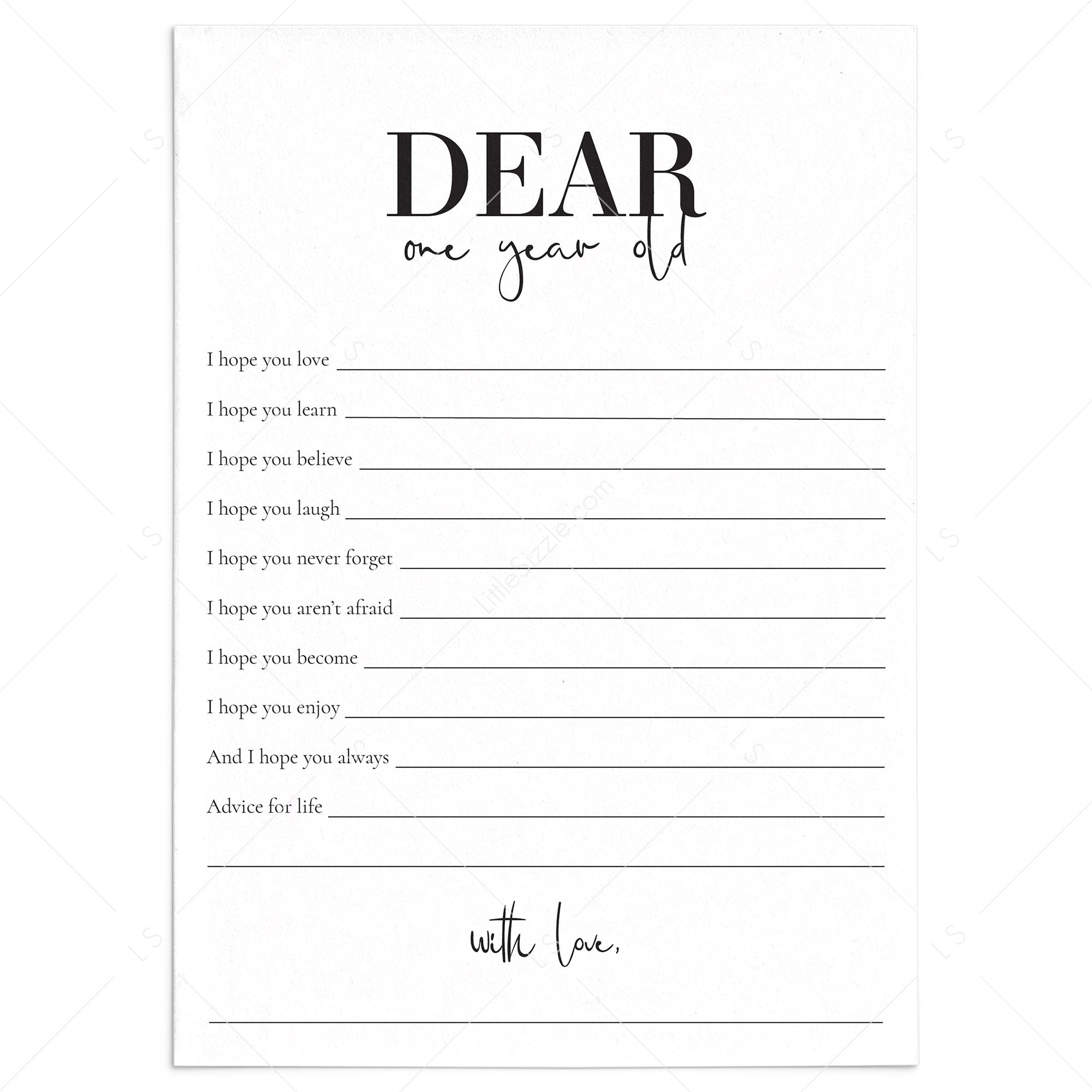 1st Birthday Party Wishes Cards Printable by LittleSizzle