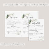 Gold Green Baby Shower Games Mad Libs Cards Printable
