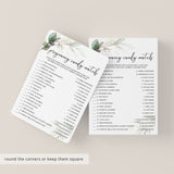 Greenery Gold Baby Shower Game Pregnancy Candy Match