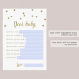 Printable & Virtual Baby Shower Wishes for Baby Card Gold