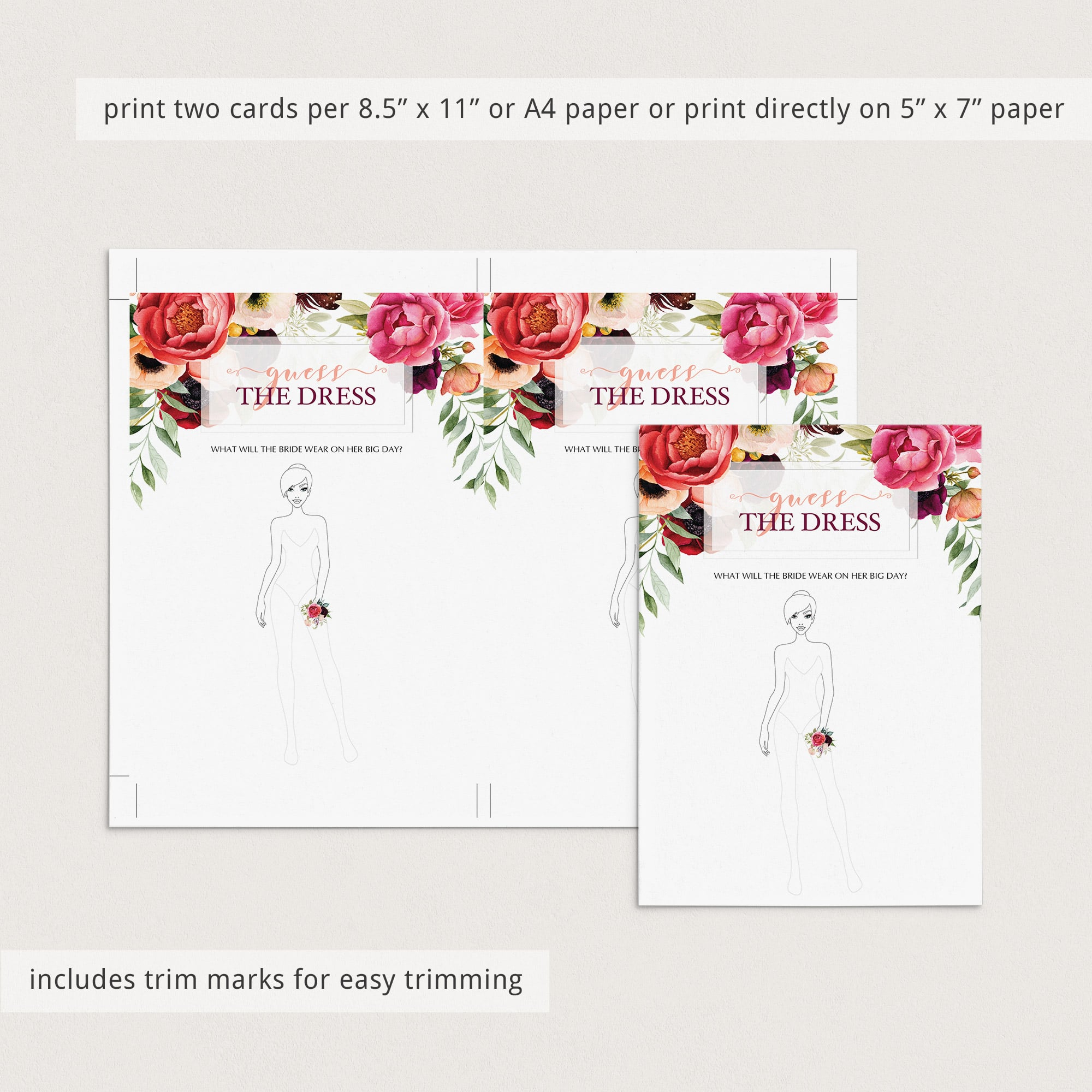 unique bridal shower guess the dress game template