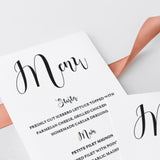 Modern wedding menu cards template by LittleSizzle