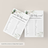 Chic Baby Shower Games Printable Watercolor Greenery and Gold