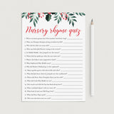 Winter Holly Baby Shower Game Nursery Rhyme Quiz by LittleSizzle