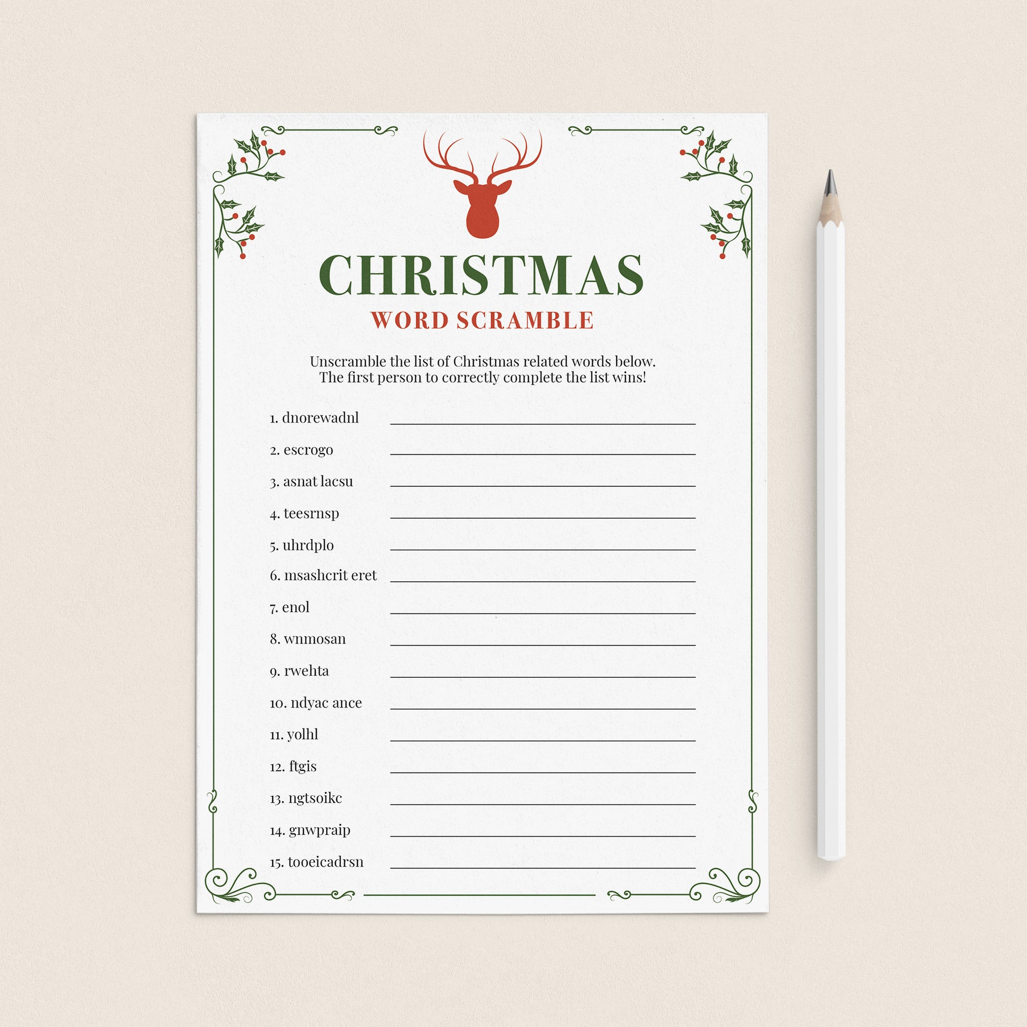 Xmas Word Scramble Game Printable by LittleSizzle