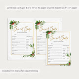 Secret Santa Questions Form for Adults Printable
