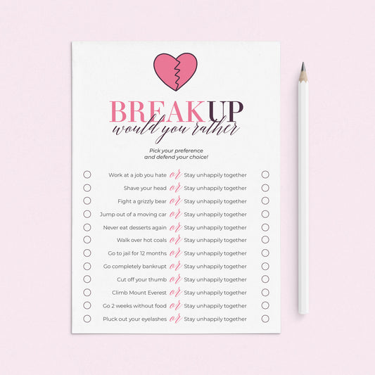 Funny Breakup Party Game Would You Rather by LittleSizzle