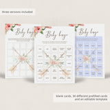 Tribal Floral Baby Shower Bingo Cards Printable