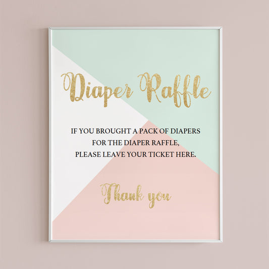 Pastel shower diaper raffle sign template by LittleSizzle