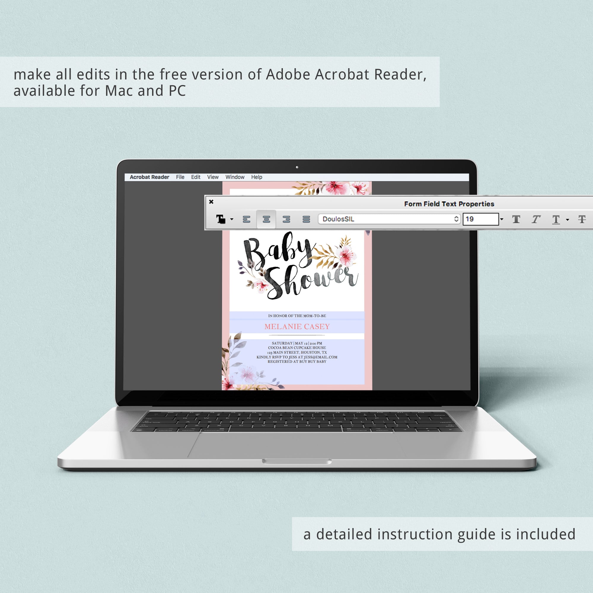 Digital download girl baby shower invitations by LittleSizzle