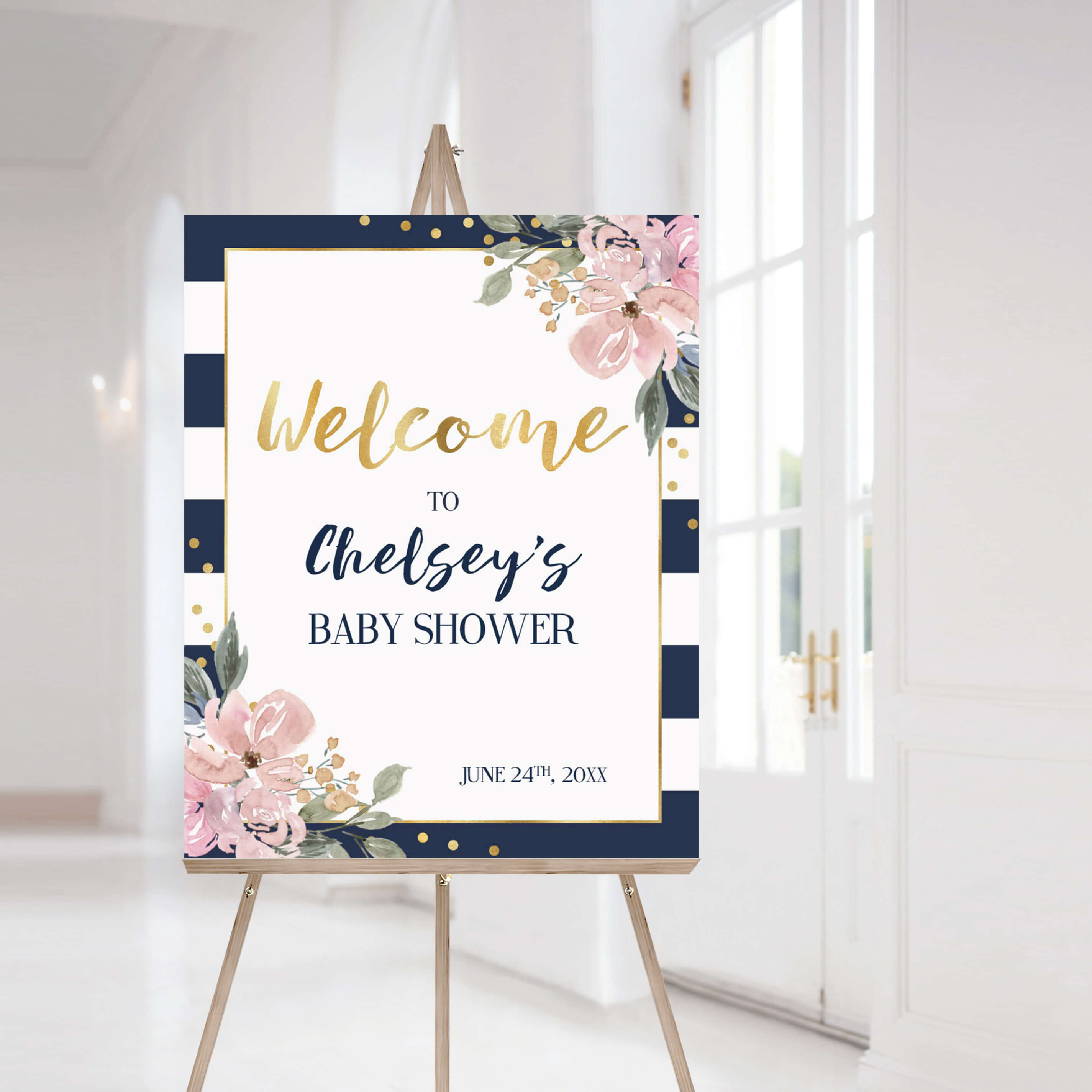 Printable Welcome Sign for Pink and Navy Shower by LittleSizzle