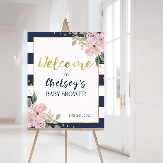 Printable Welcome Sign for Pink and Navy Shower by LittleSizzle