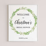 Green Wreath Welcome to Bridal Shower Sign Printable