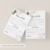 Gold Green Baby Shower Games Mad Libs Cards Printable