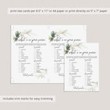 Greenery Gold Baby Shower Game What's In Your Purse