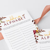 Boho Theme Wedding Shower Game Printable Wedding Alphabet