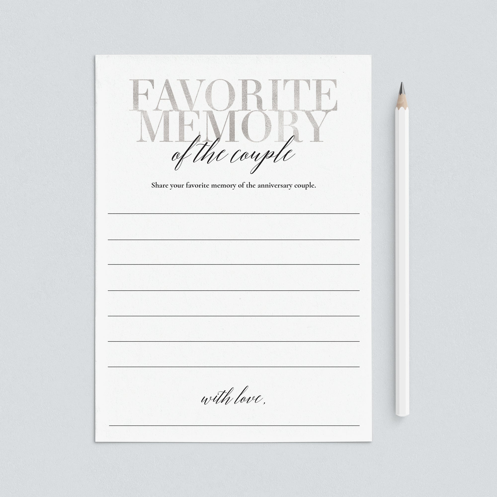 My Favorite Memory of the Anniversary Couple Silver Printable by LittleSizzle