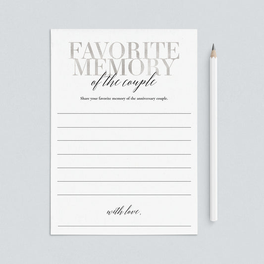 My Favorite Memory of the Anniversary Couple Silver Printable by LittleSizzle