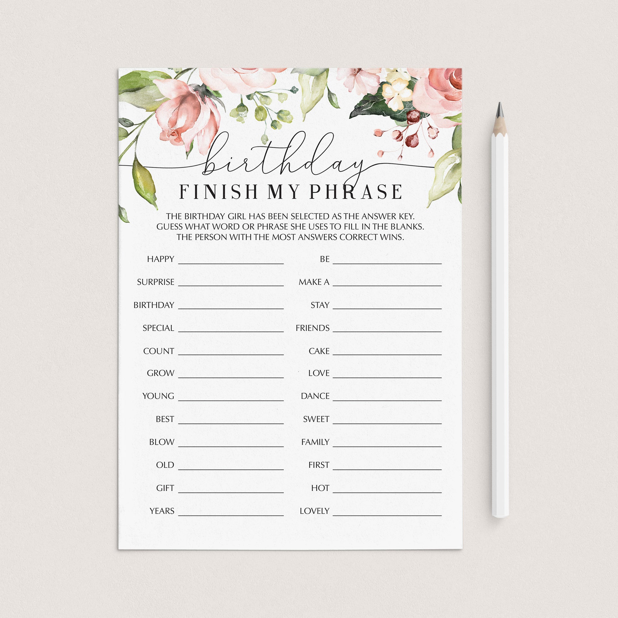 Finish My Phrase Birthday Game For Her by LittleSizzle
