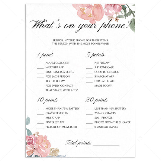 Pale pink baby shower games phone raid by LittleSizzle