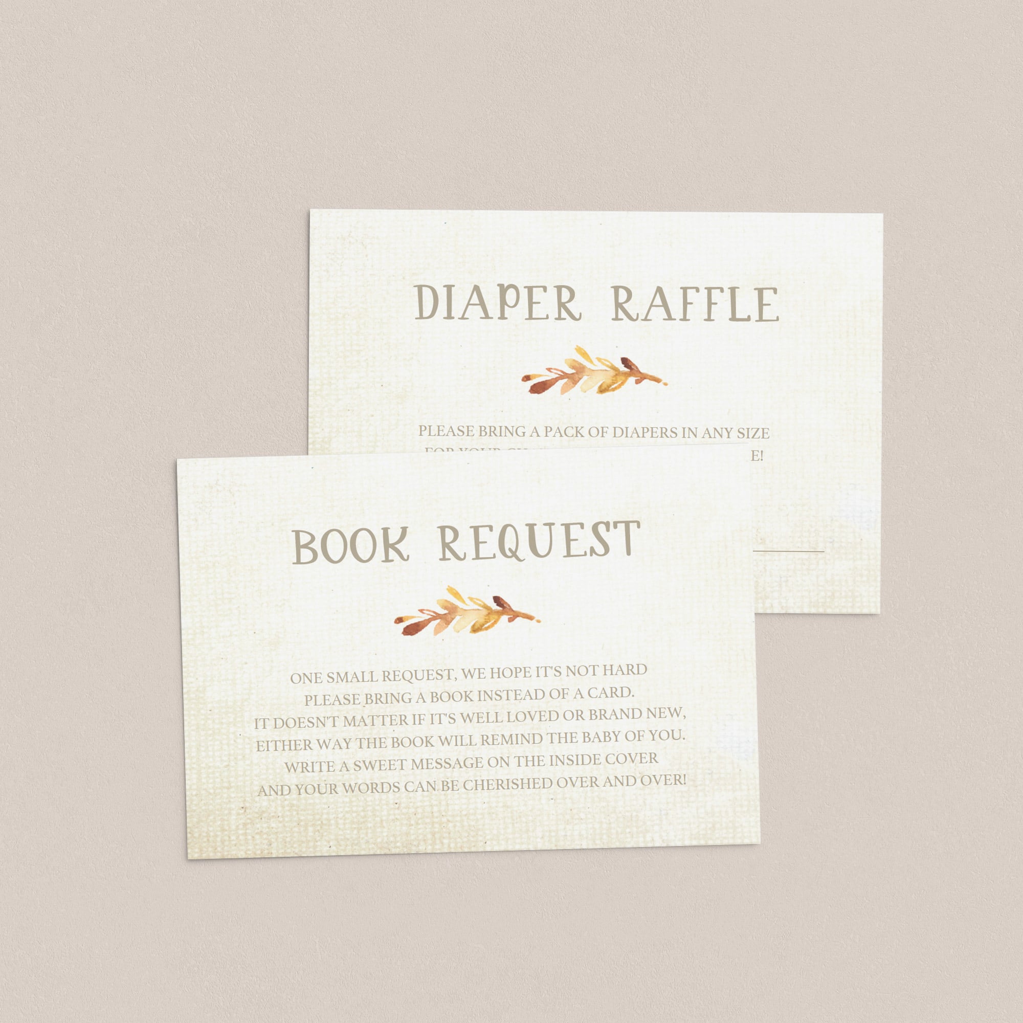 Fall leaf baby shower invitation inserts instant download by LittleSizzle