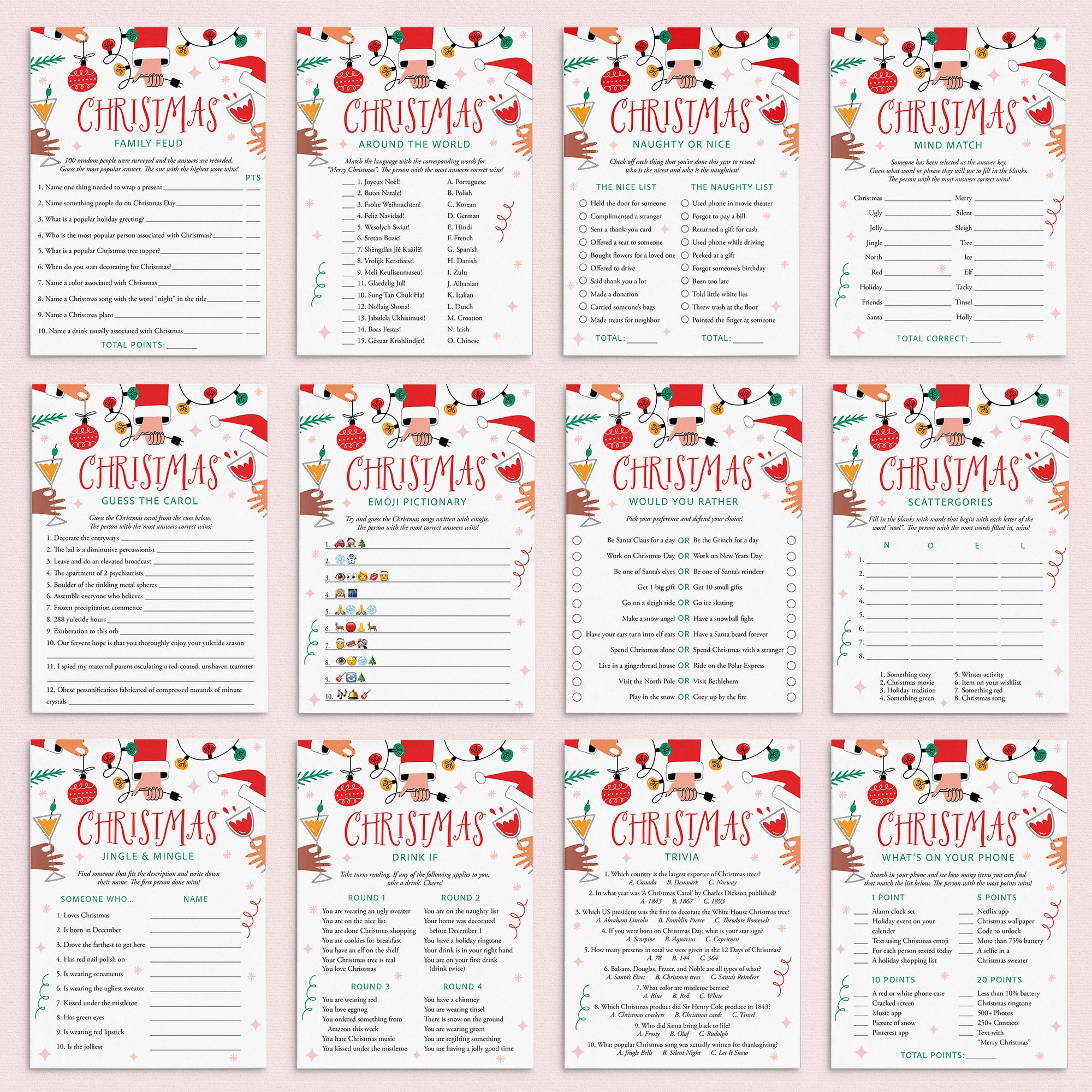 Let's Get Lit Christmas Party Games Bundle by LittleSizzle