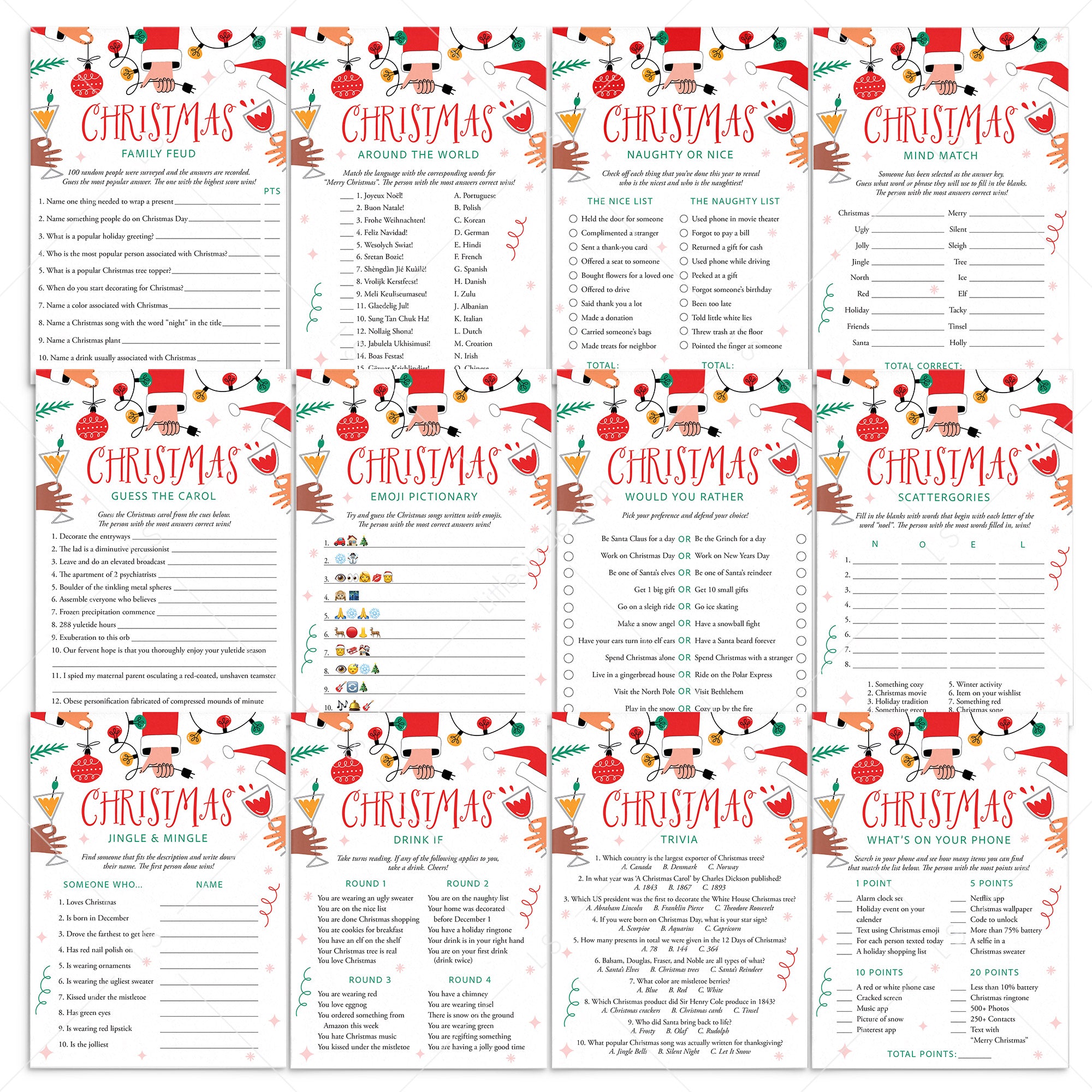 Let's Get Lit Christmas Party Games Bundle by LittleSizzle