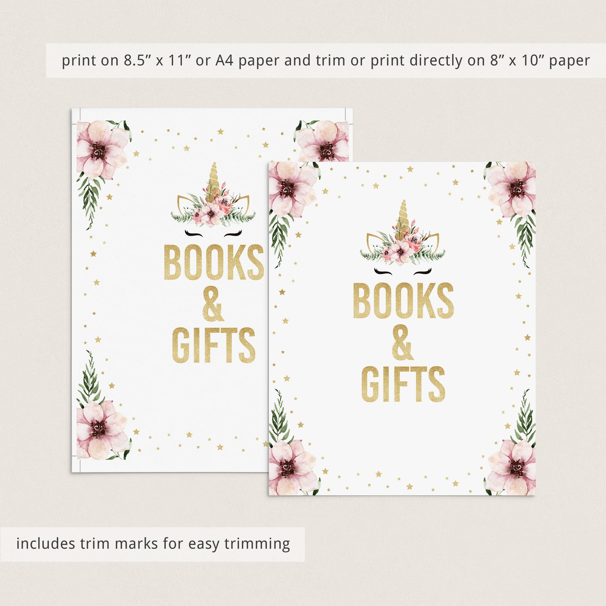 Gold unicorn babyshower decor instant download by LittleSizzle