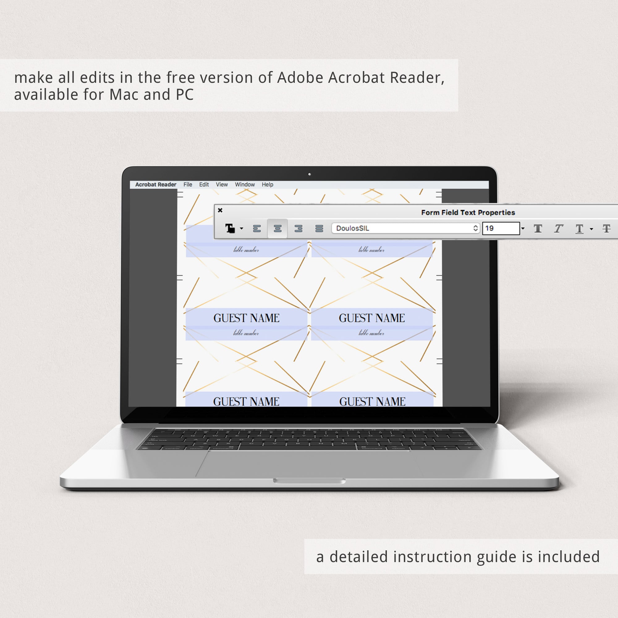 Faux gold place cards printables by LittleSizzle