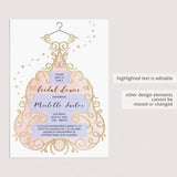 Blush and Gold Bridal Shower Invitations Card Template