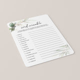 Word Scramble Baby Games Printable Green and Gold Theme