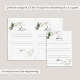 Botanical Wedding Advice Card Printable Instant Download
