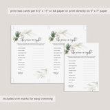 Price Right Baby Shower Game Printable Greenery Gold