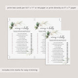 Mommy or Daddy Game Template for Greenery Gold Baby Shower