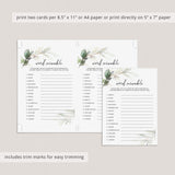 Word Scramble Baby Games Printable Green and Gold Theme