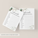 Greenery and Gold Baby Shower Games Bundle Printable