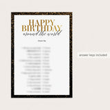 Black and Gold 52nd Birthday Party Games Bundle For Women Born in 1973