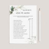 Ever or Never Bachelorette Party Game Greenery Gold by LittleSizzle