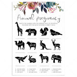 Boho Baby Shower Game Animal Pregnancy Printable by LittleSizzle