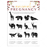 Animal Pregnancy Baby Shower Game Printable Burgundy by LittleSizzle
