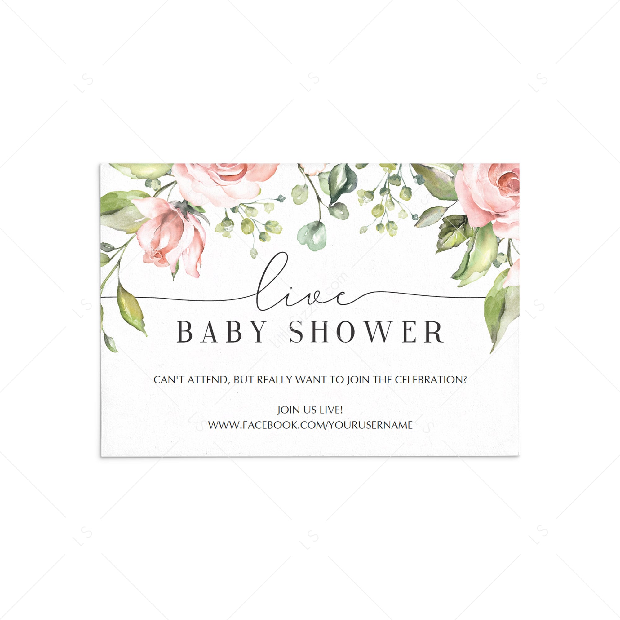 Long Distance Baby Shower Invitation Insert Template Floral Theme by LittleSizzle