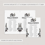 Skull Halloween Party Game Phobia Match with Answers Printable