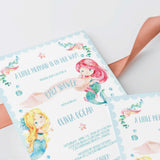 Mermaid Baby Shower Invitation Template Watercolor