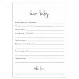 Modern Minimalist Baby Shower Wishes Card Printable by LittleSizzle