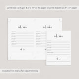 Well Wishes For The Mr and Mrs Cards Printable
