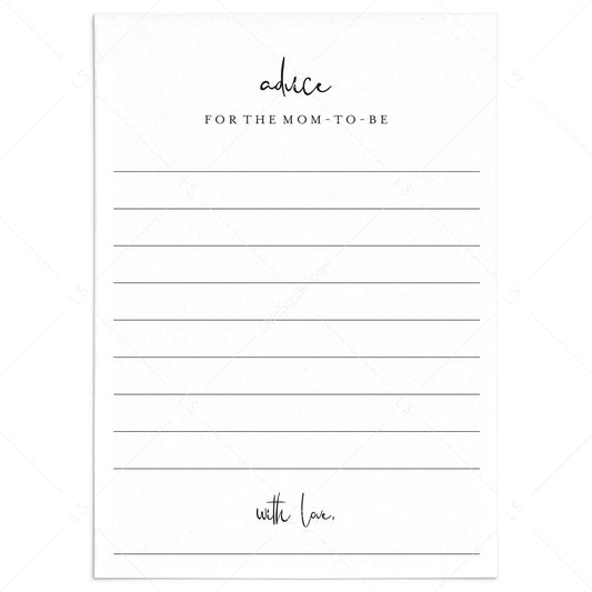 Minimalist Advice Cards for Baby Shower Printable by LittleSizzle