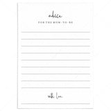 Minimalist Advice Cards for Baby Shower Printable by LittleSizzle